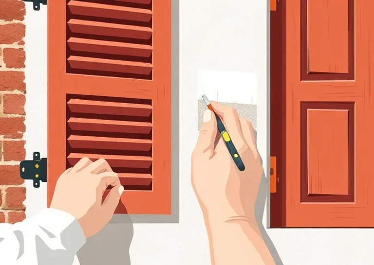 Mise en peinture au pinceau de volets et d'encadrements en bois